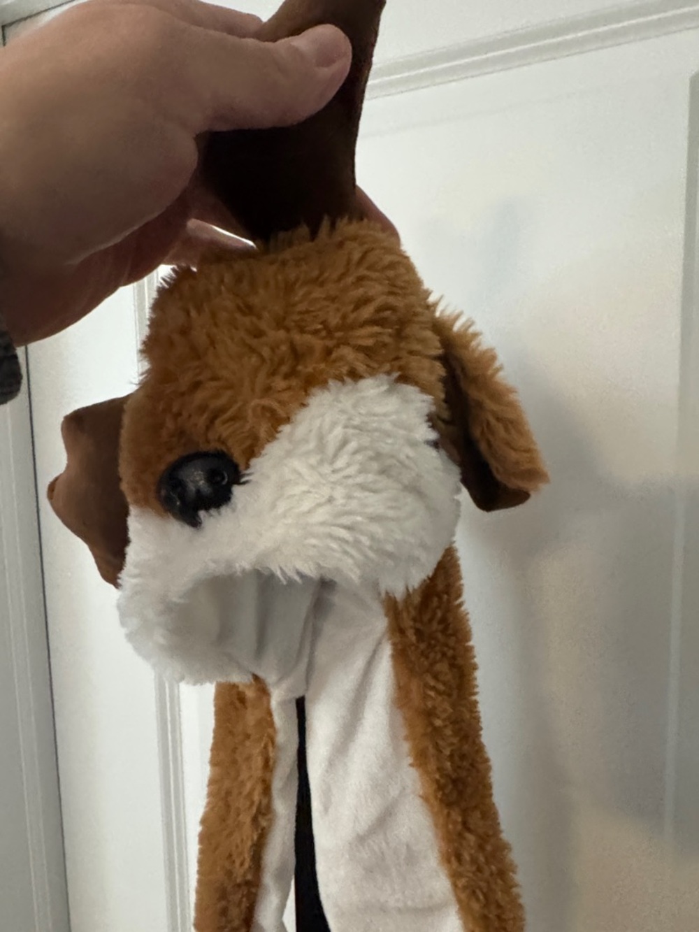 Plush Dog Hat & Scarf for Pets - Brown with White Trim - Picture 4 of 5